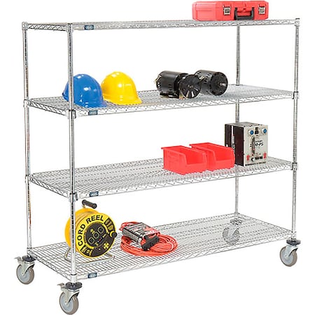 Nexel E-Z Adjust Wire Shelf Truck w/Brakes, 1200 lb. Capacity, 60inL x 18inW x 69inH 580560AB